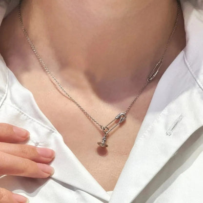 Safety Pin Saturn Necklace