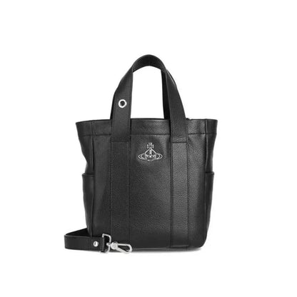 Structured Leather Tote with Pouch