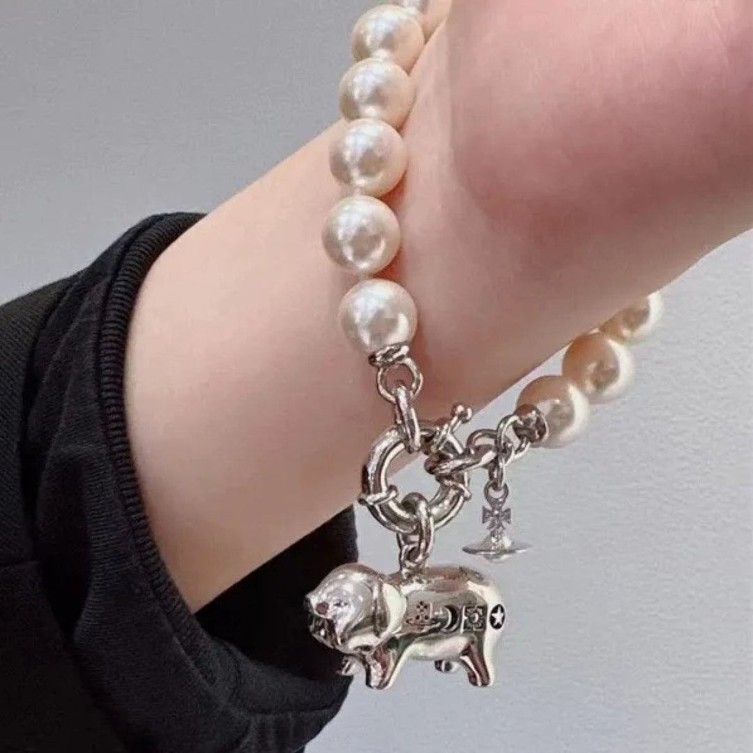 Pearl Bead Charm Bracelet