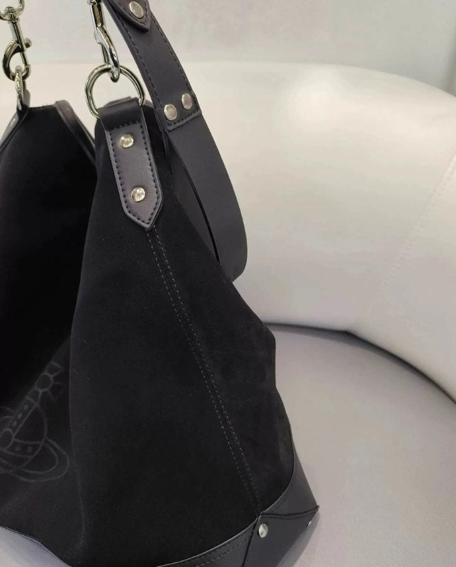 Oversized Suede Leather Hobo Tote