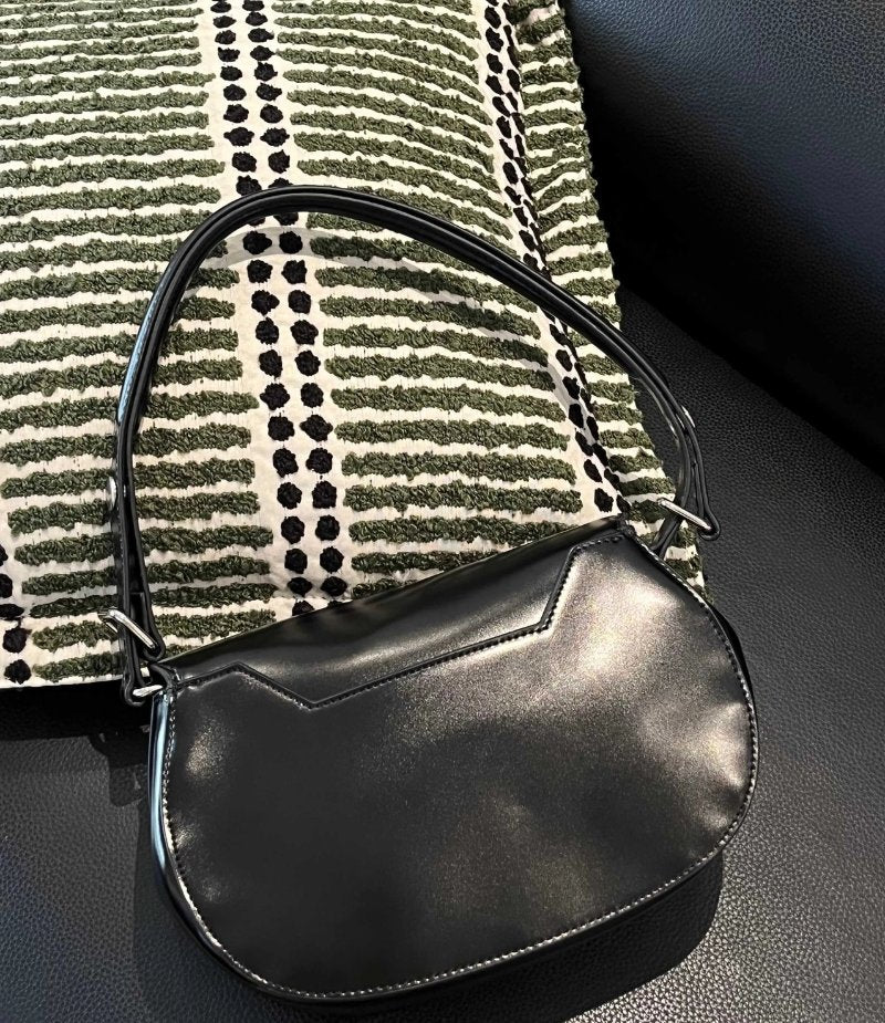 Curved Leather Saturn Shoulder Bag