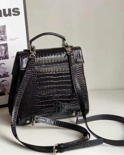 Croc-Textured Leather Mini Backpack