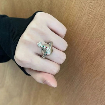 Gem-Embellished Planet Orb Pendant