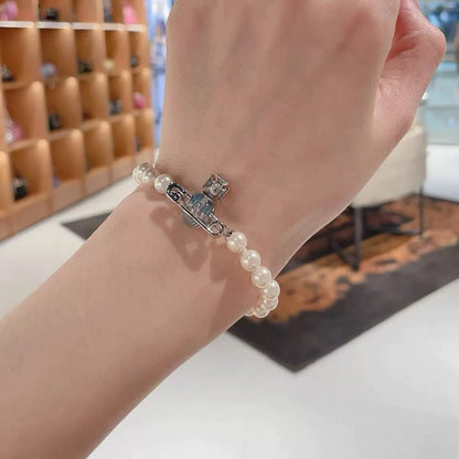 Pearl Orb Safety Pin Bracelet