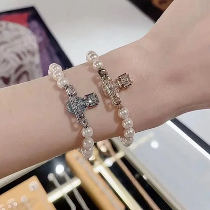 Pearl Orb Safety Pin Bracelet