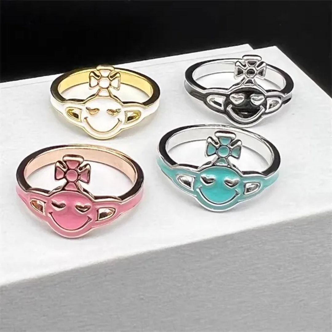 Smiley Orb Enamel Ring