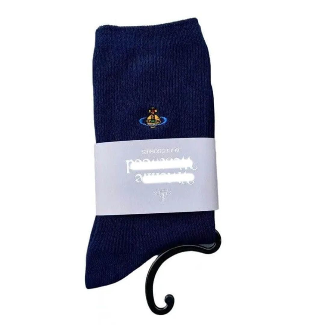 Embroidered Orb Ribbed Socks