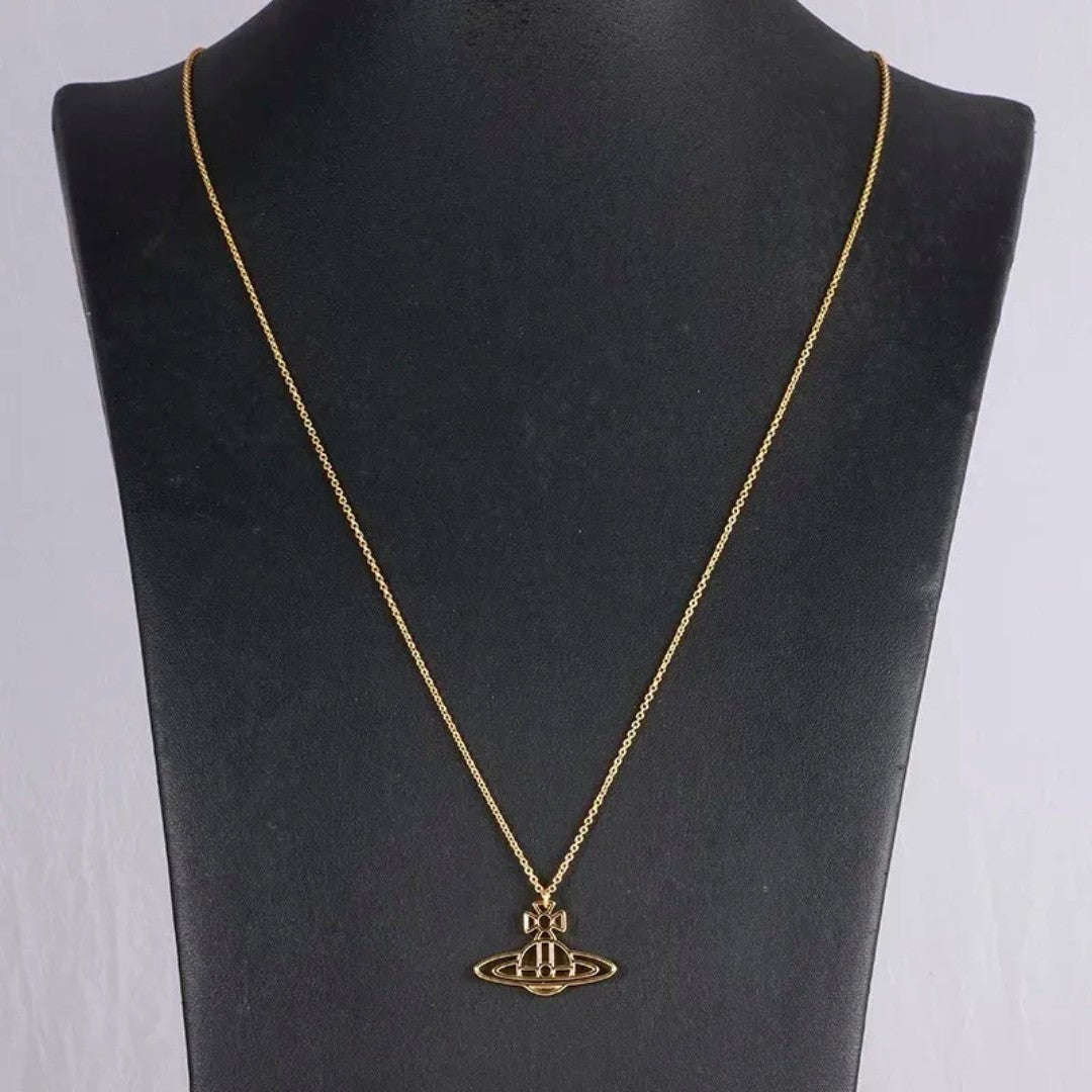 Line Cutout Saturn Necklace