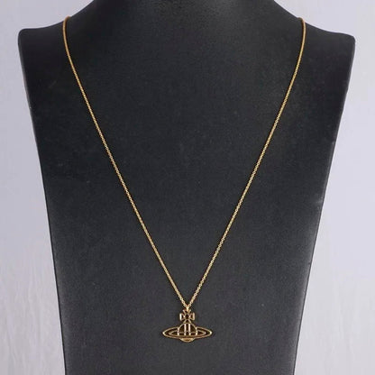 Line Cutout Saturn Necklace