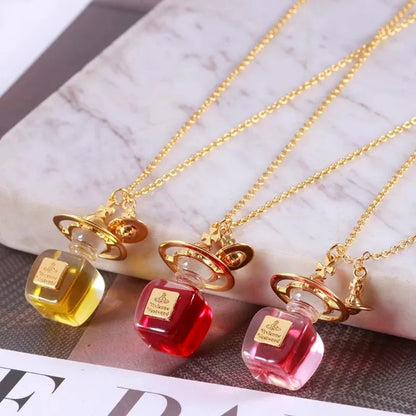 Perfume Bottle Saturn Necklace
