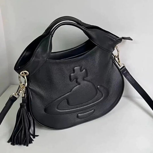 Curved Saturn Leather Bag