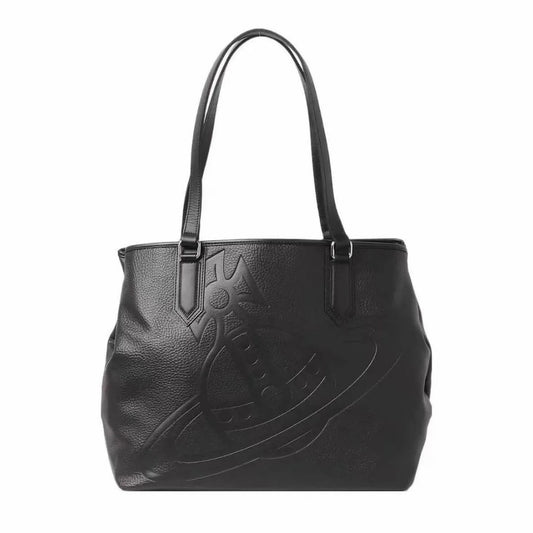 Embossed Leather Structured Tote Bag