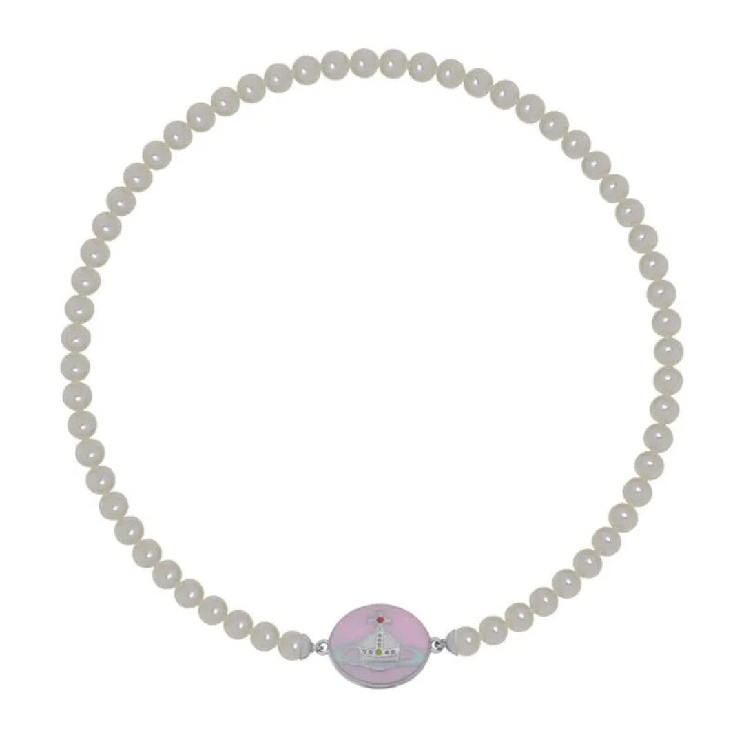 Enamel Suction Pearl Necklace