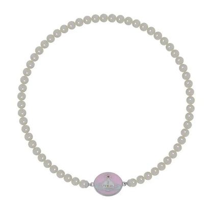 Enamel Suction Pearl Necklace