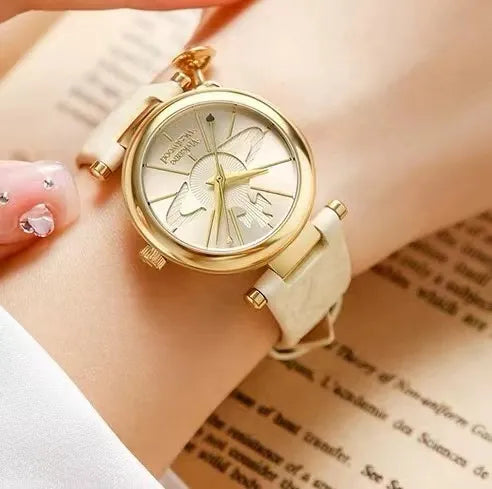Embossed Orb Charm Leather Watch