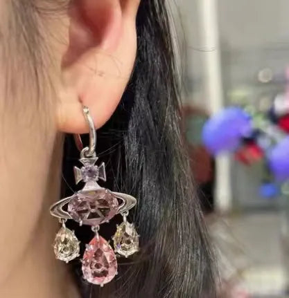 Iridescent Teardrop Orb Earrings