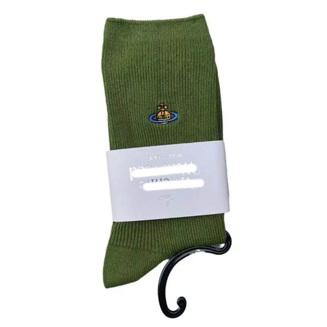 Embroidered Orb Ribbed Socks