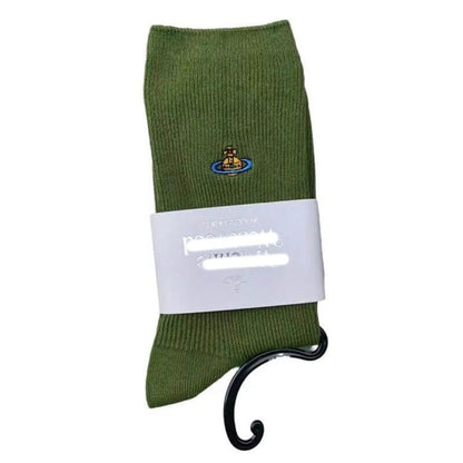 Embroidered Orb Ribbed Socks