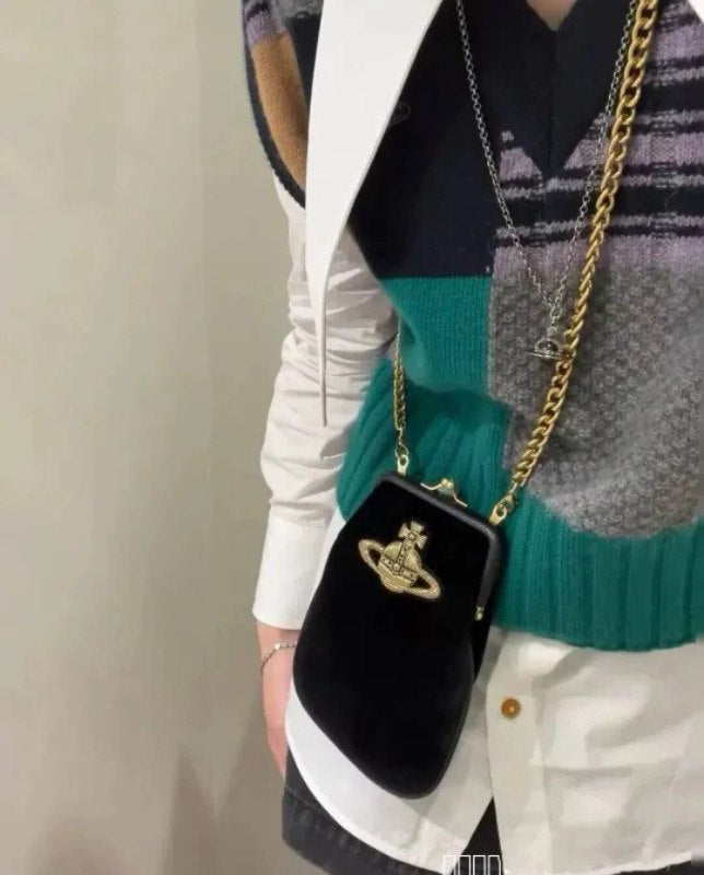 Velvet Kiss-Lock Mini Crossbody Bag