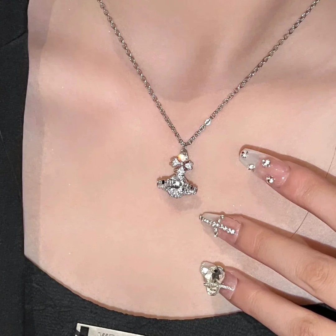 IRINA Cubic Alien Stone Saturn Necklace