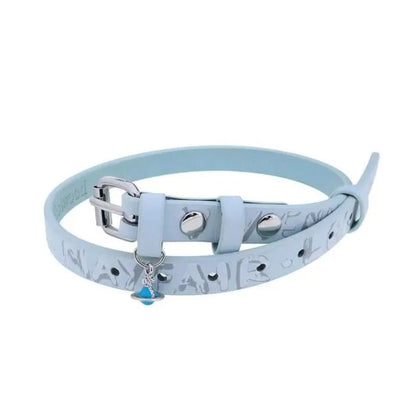 Graffiti-Print Leather Saturn Choker