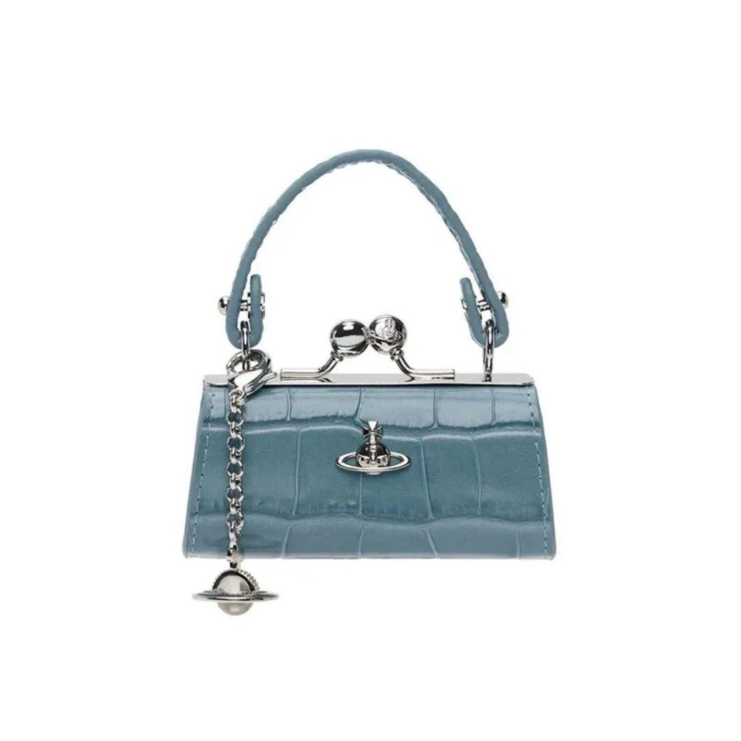 Mini Frame Croc-Textured Bag