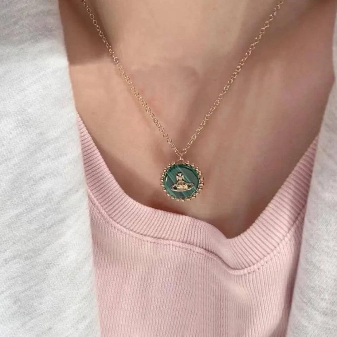 NEYLA Round Pearl Saturn Necklace