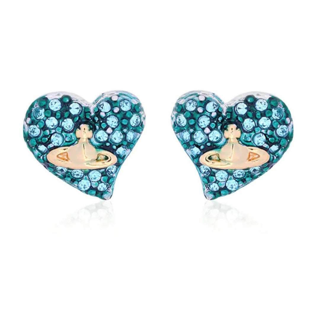 Full Diamonds Heart Saturn Earrings