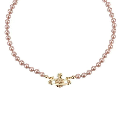 Saturn Pearl Orbit Choker Necklace