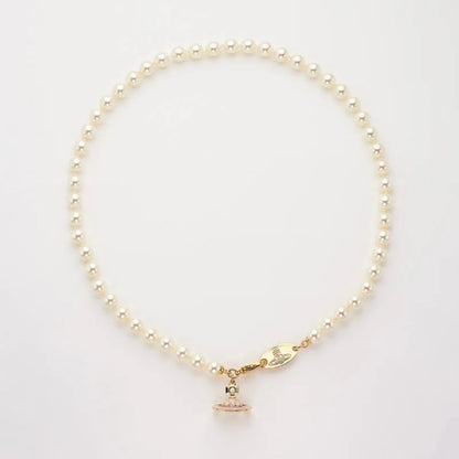 SIMONETTA Lacquered Saturn Pearl Necklace