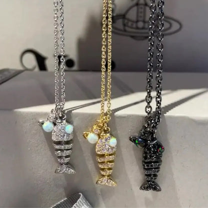 Lyall Fishbone Diamond Pendant Necklace