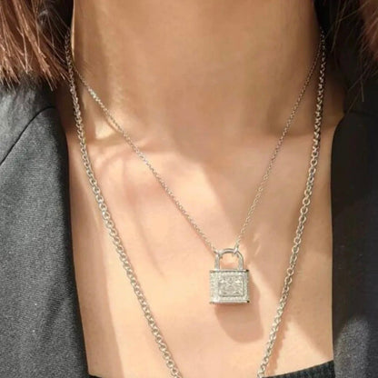 Fitzrovia Pendant Full Diamond Lock Necklace
