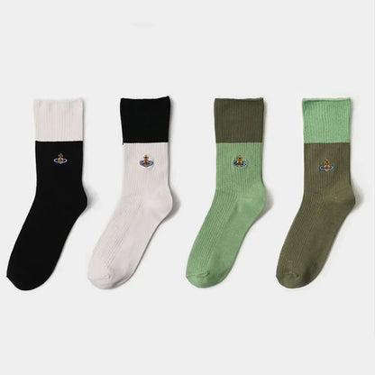 Two-Tone Ribbed Orb Socks