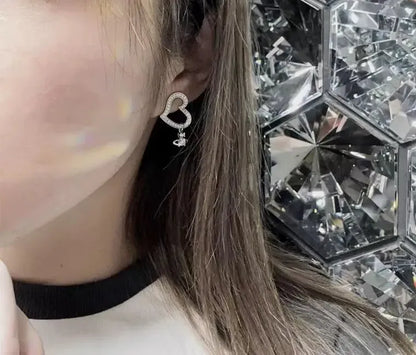 Heart Frame Orb Drop Earrings