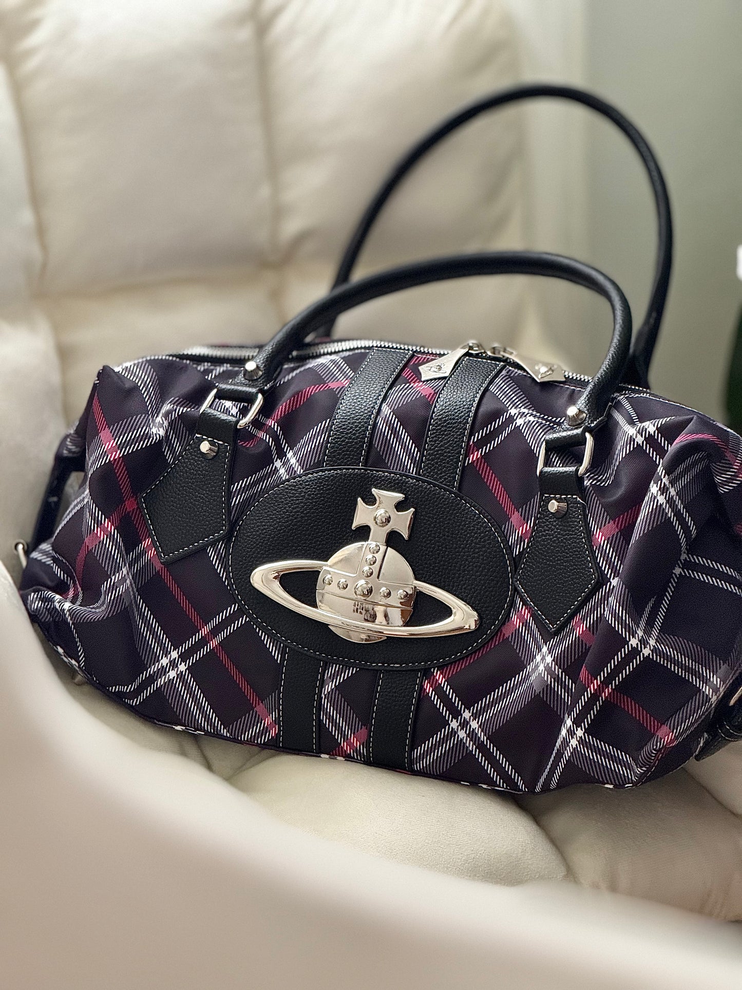 Midnight Tartan Orb Shoulder Bag