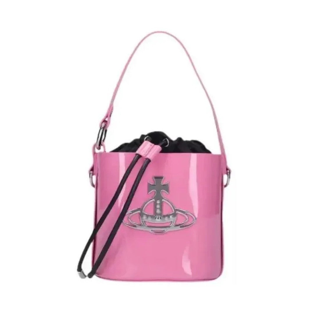 Croc-Effect Drawstring Bucket Bag