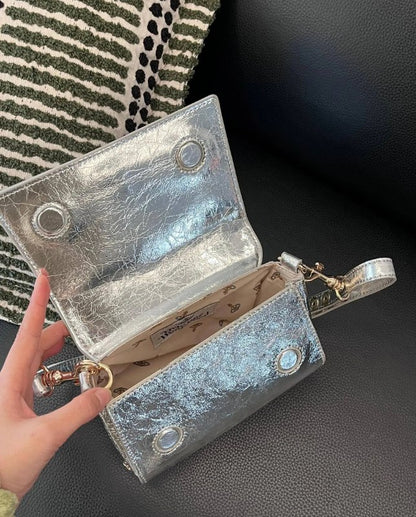 Metallic Mini Crossbody Flap Bag