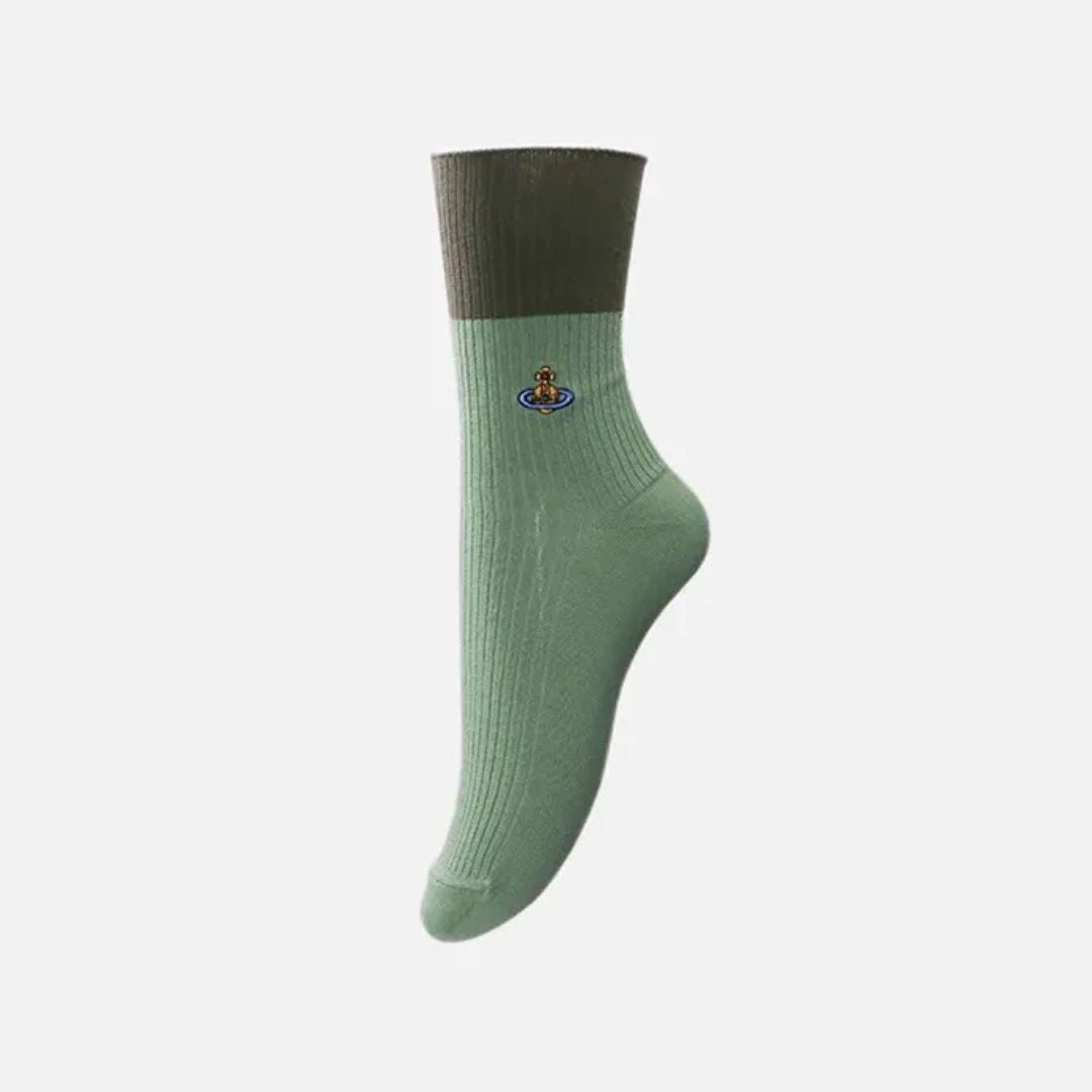 Two-Tone Ribbed Orb Socks