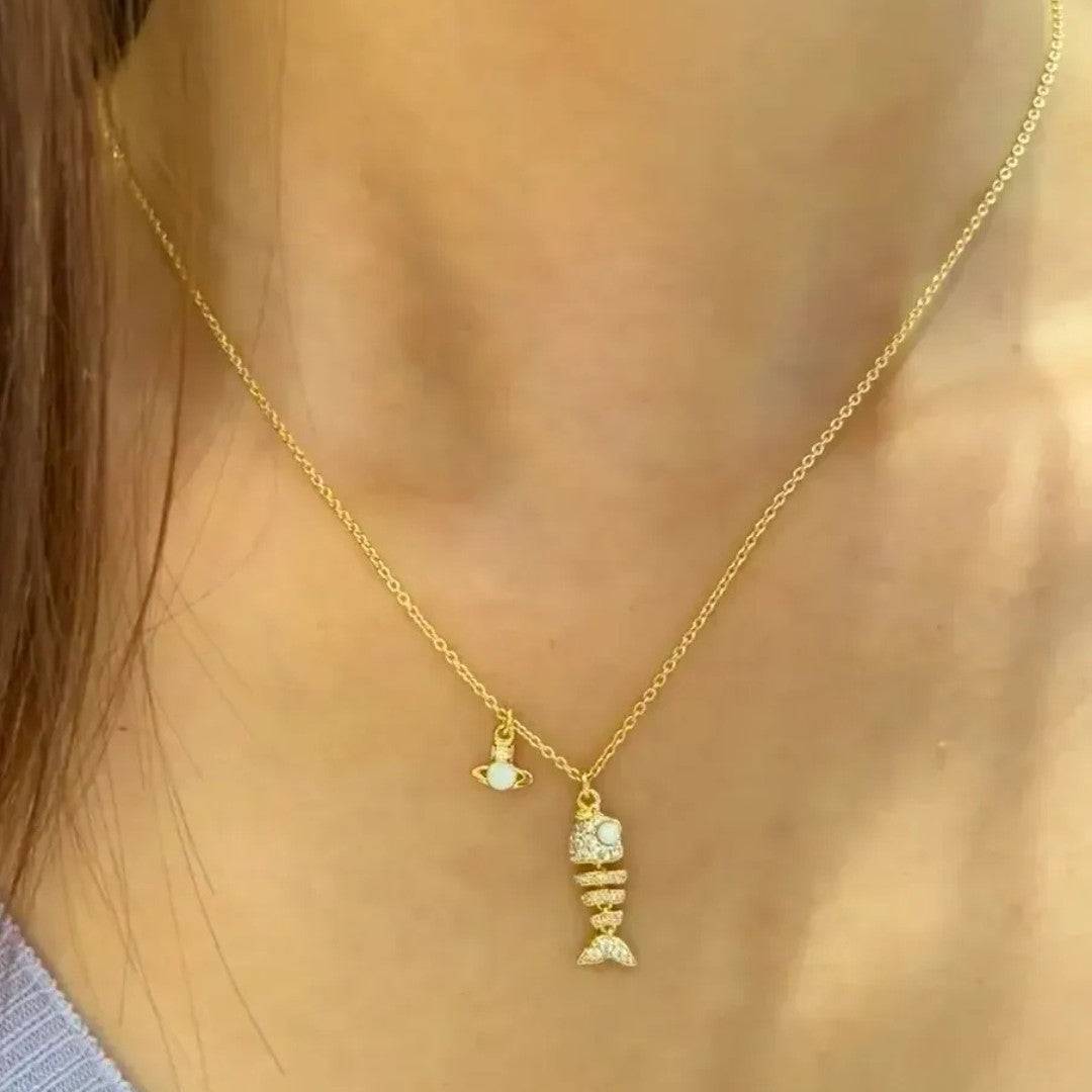 Lyall Fishbone Diamond Pendant Necklace