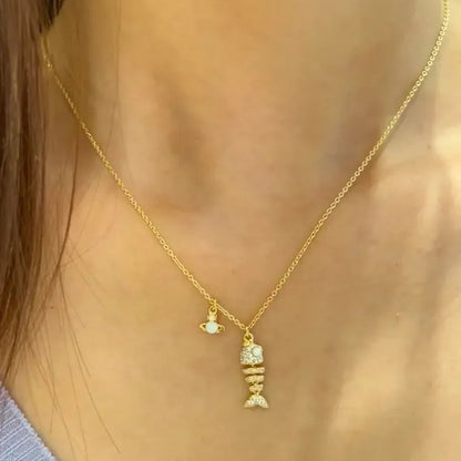 Lyall Fishbone Diamond Pendant Necklace