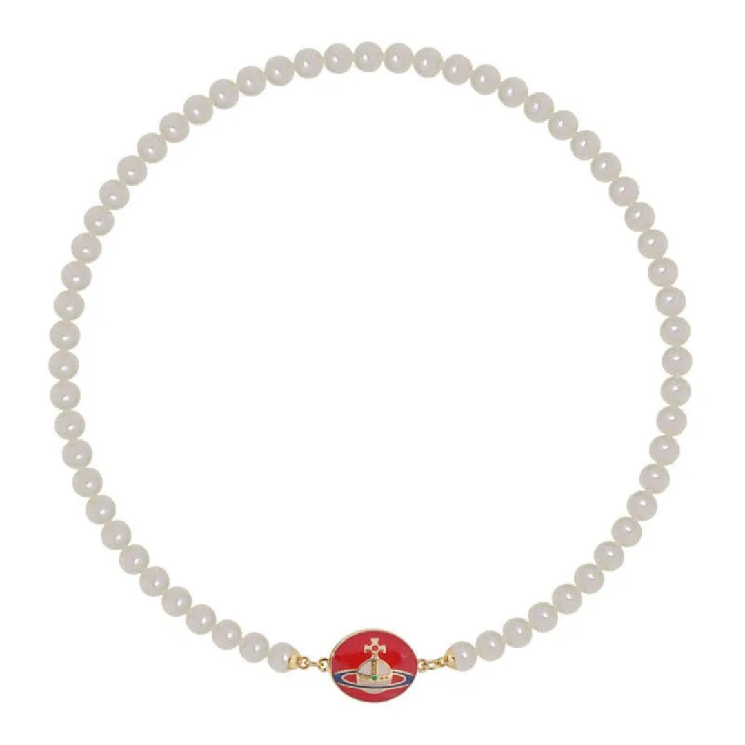 Enamel Suction Pearl Necklace
