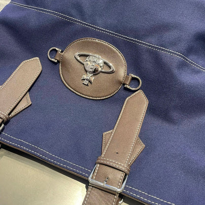 Vintage Canvas Saturn Tote Bag with Buckle Straps