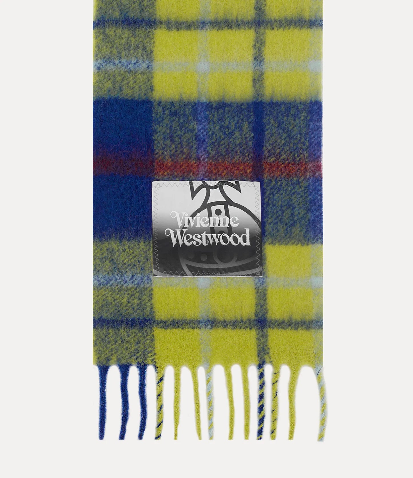 Checkered Wool Fringe Scarf