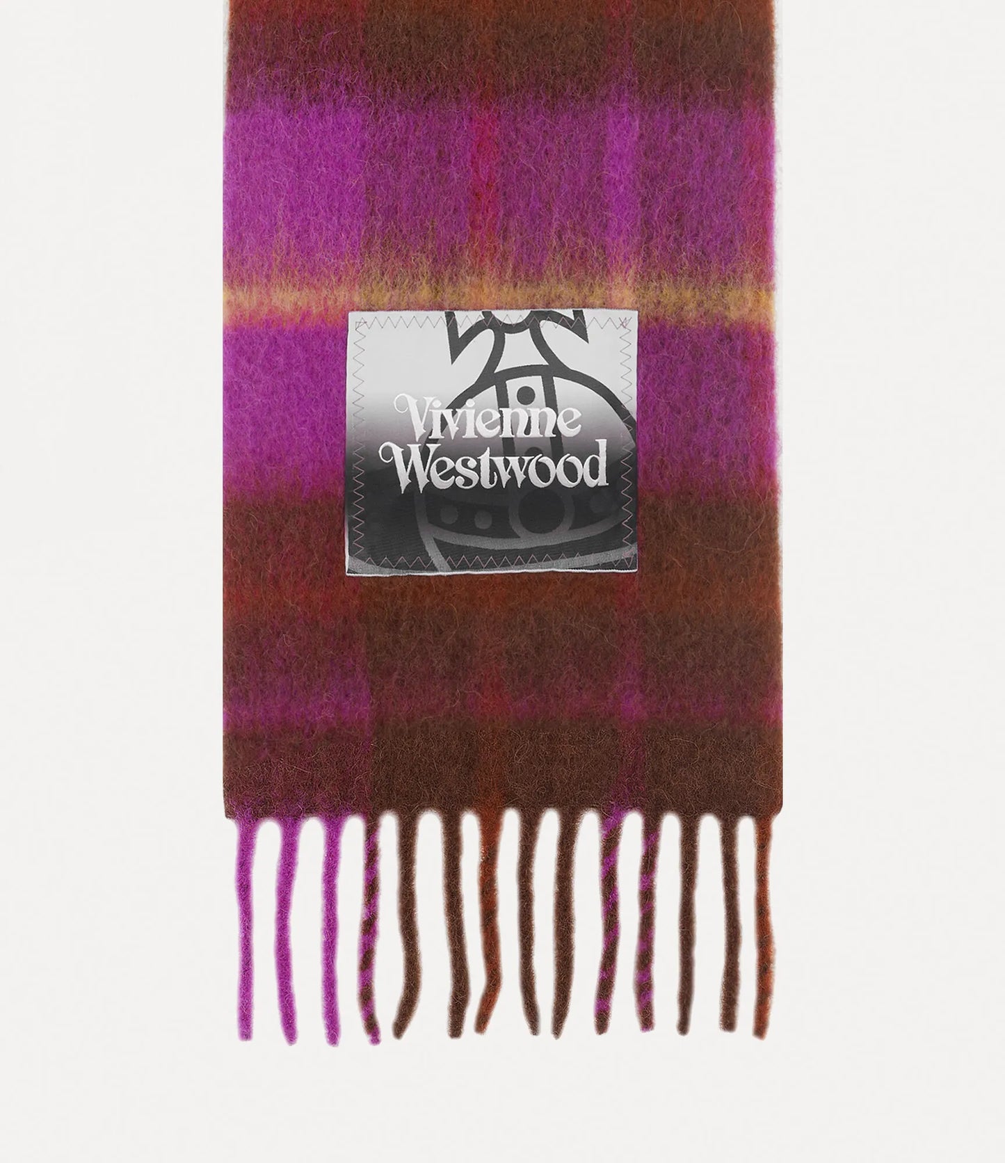 Checkered Wool Fringe Scarf
