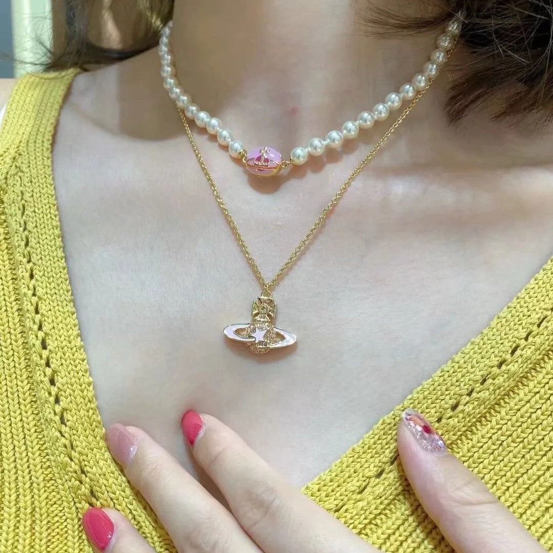 Celestial Star Saturn Pendant Necklace