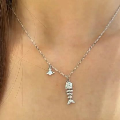 Lyall Fishbone Diamond Pendant Necklace