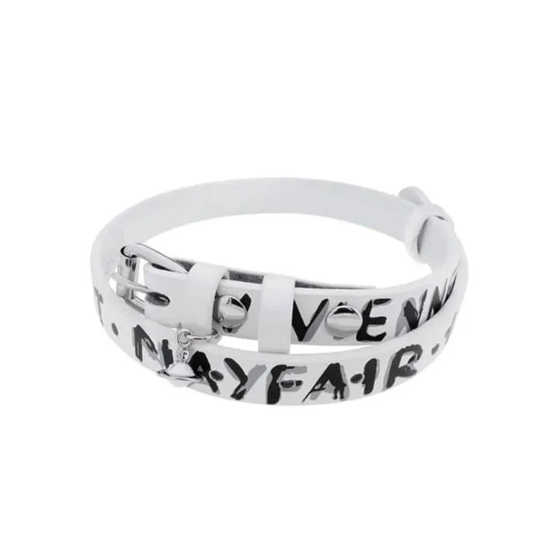 Graffiti-Print Leather Saturn Choker