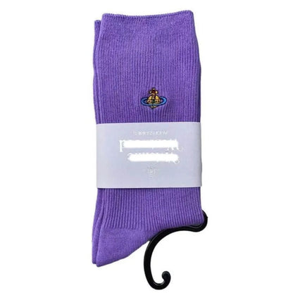 Embroidered Orb Ribbed Socks