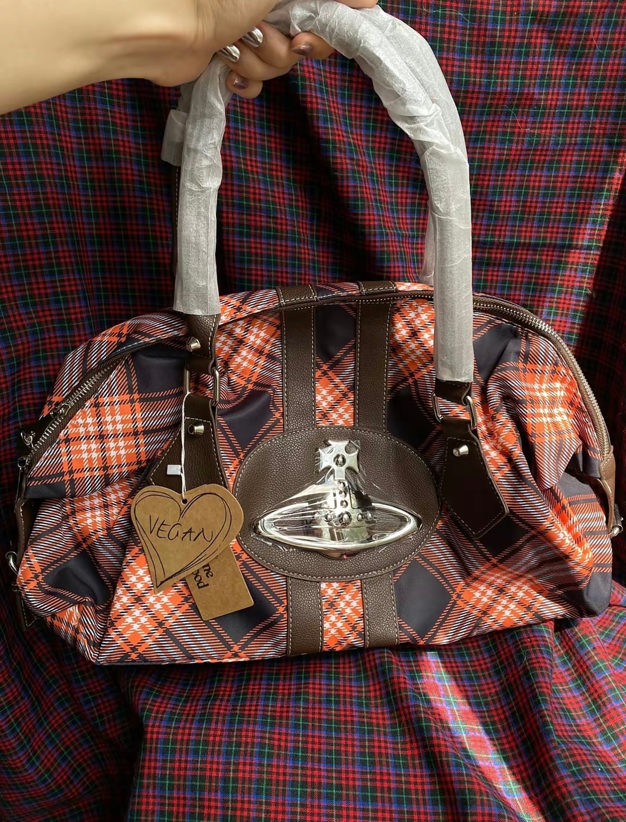 Ember Tartan Orb Shoulder Bag