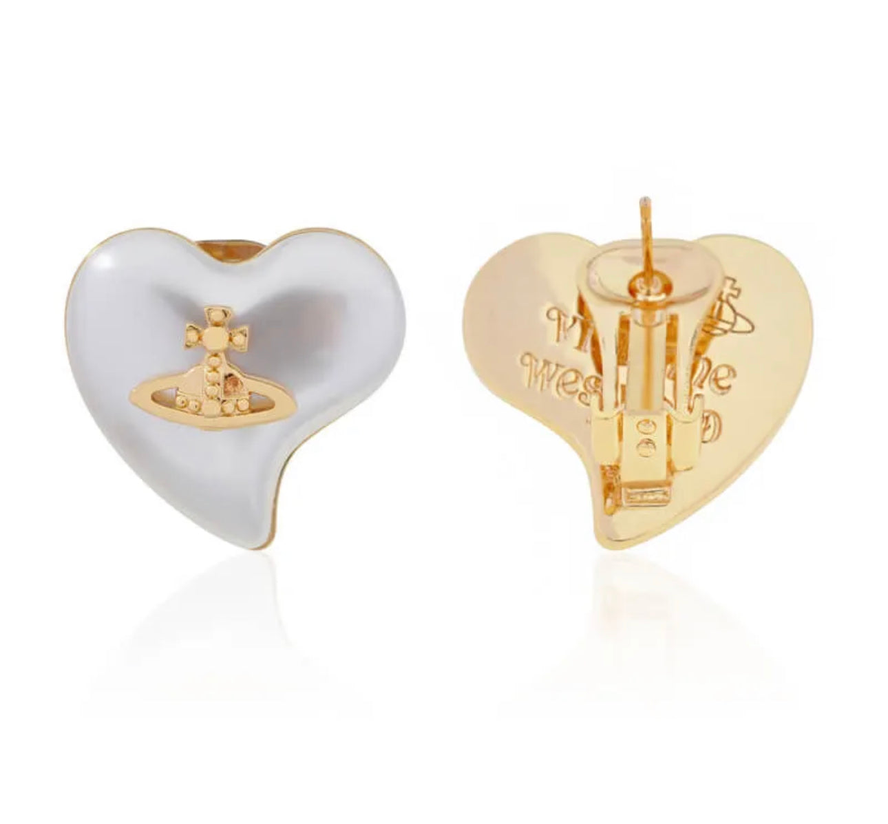 White Heart Earrings (with box)